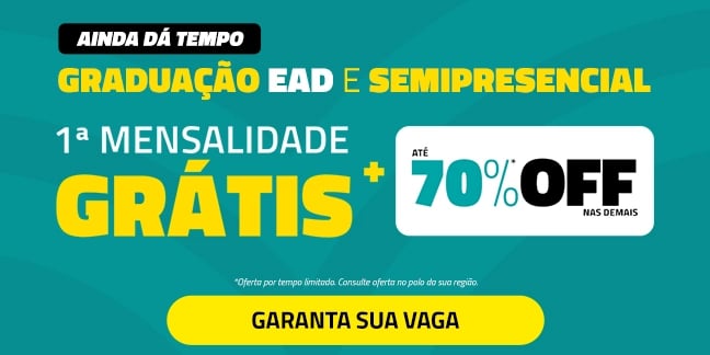 Graduação EAD e Semipresencial — até 70% OFF + 1ª mensalidade grátis. Saiba mais.