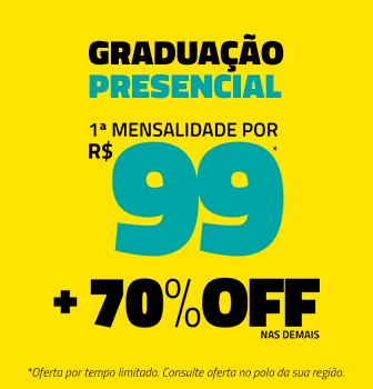 Graduação presencial — 70%off + 1ª mensalidade por R$99,00. Saiba mais.