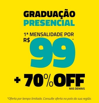 Graduação presencial — 70%off + 1ª mensalidade por R$99,00. Saiba mais.
