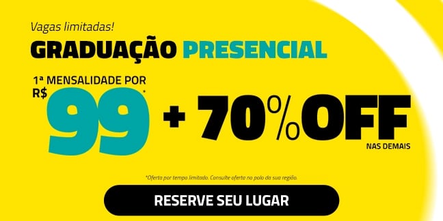 Graduação presencial — 70%off + 1ª mensalidade por R$99,00. Saiba mais.