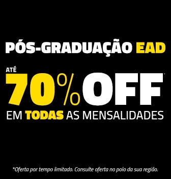 Pós-graduação EAD — até 70% OFF em todas as mensalidades. Saiba mais.