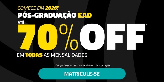 Pós-graduação EAD — até 70% OFF em todas as mensalidades. Saiba mais.